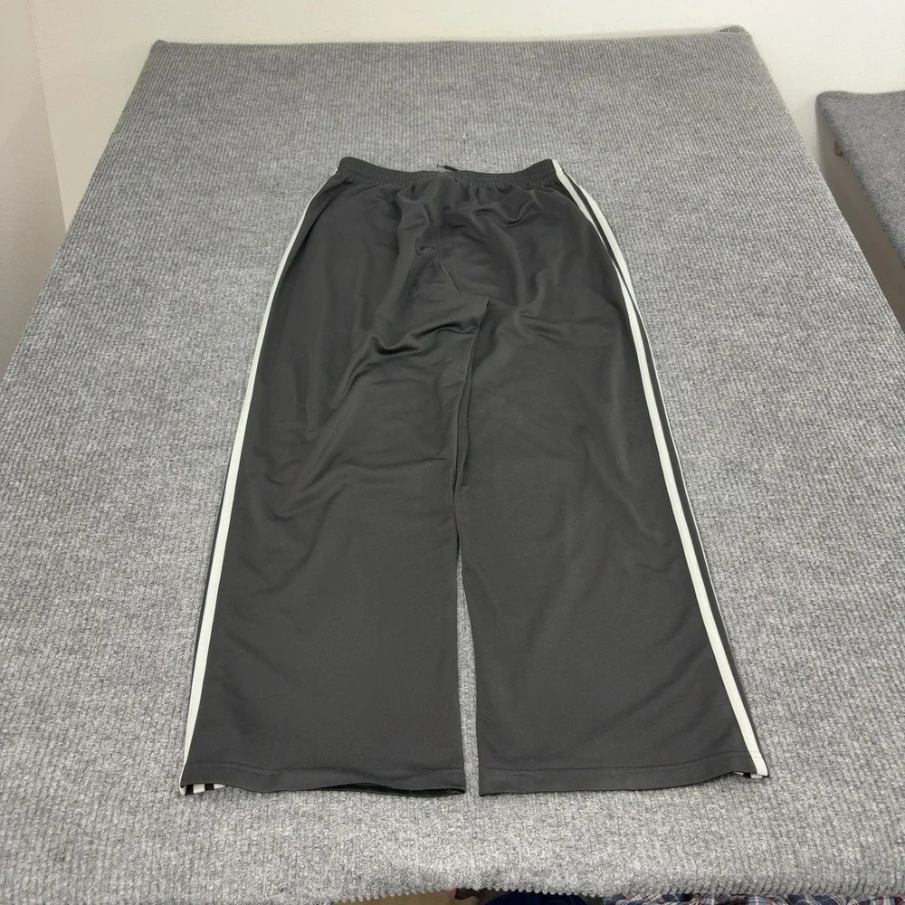 Adidas Track Pants Mens L Black Polyester Three Stripe Athletic Streetwear Style